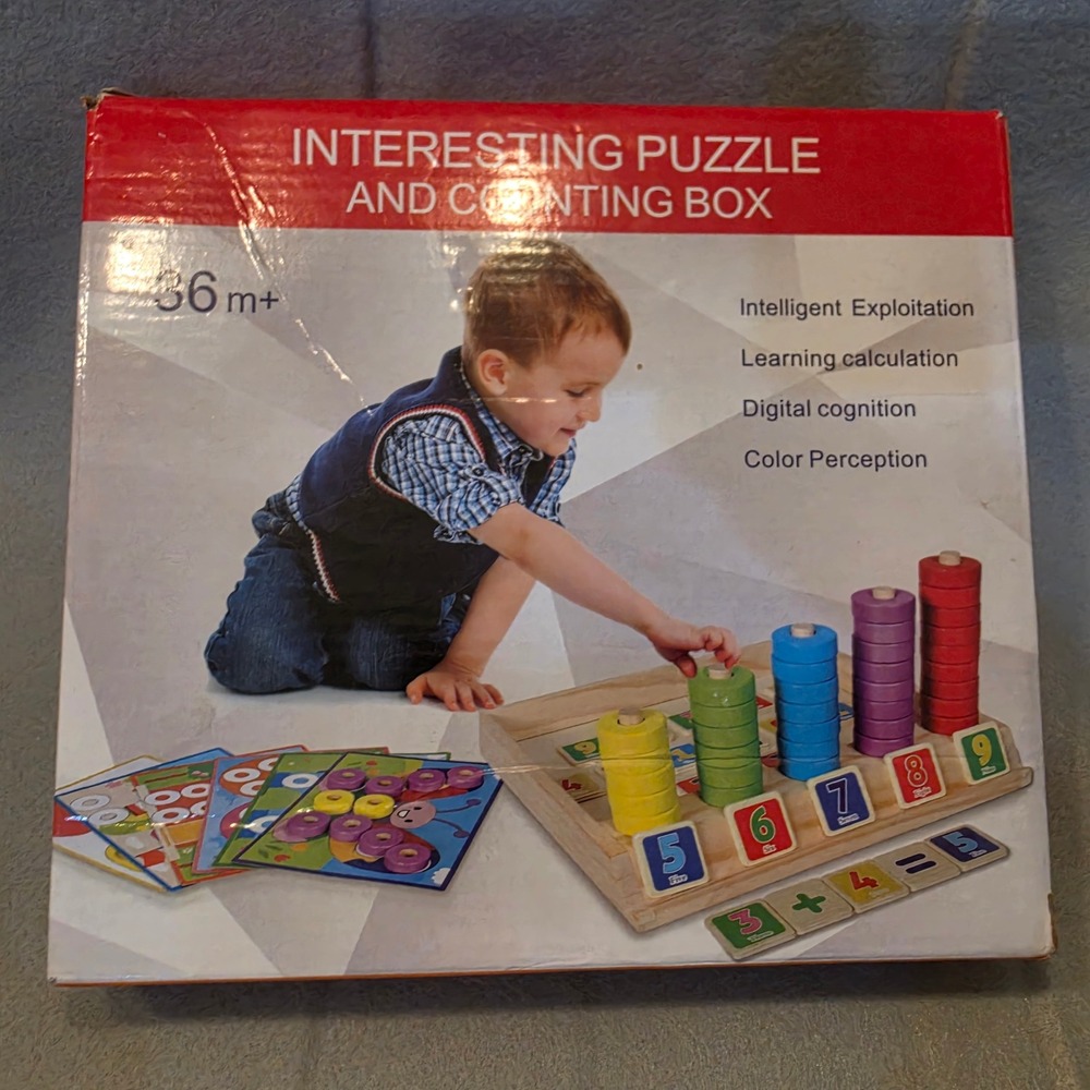 Lydaz Wooden Counting Puzzle Box Kids Age 3+ Multicolor Good Educational Toy